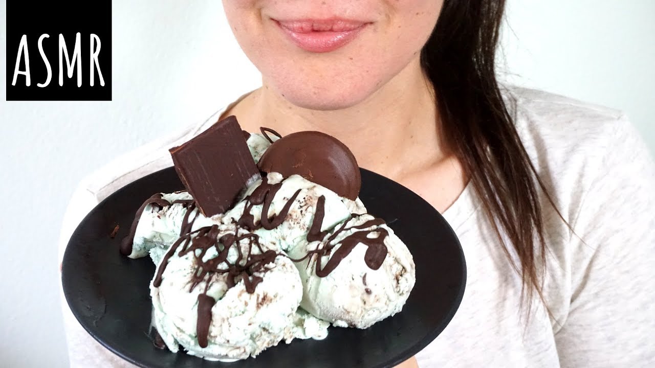 ASMR Eating Sounds: Choc Mint Ice Cream (No Talking)