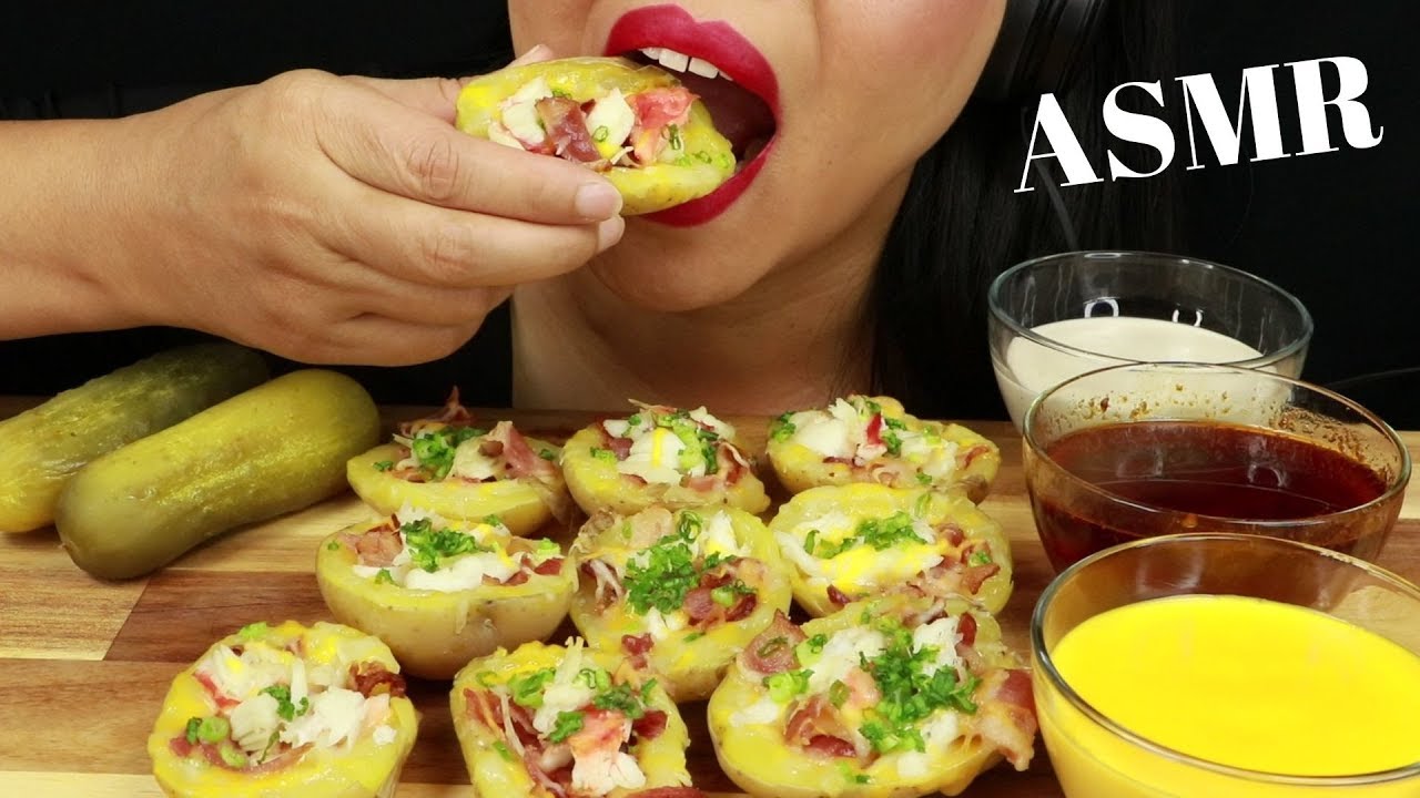 LOADED POTATO SKINS WITH 3 DIFFERENT SAUCES ~ ASMR (No Talking)