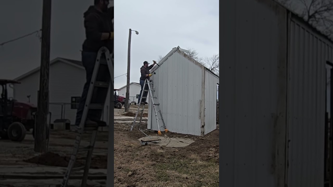 Finally getting this shed tore down  job boom worked great.