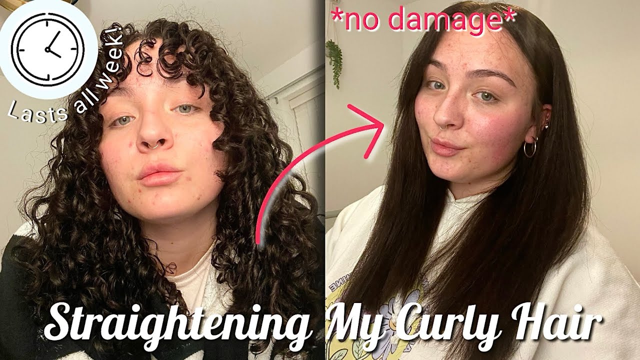 How To STRAIGHTEN Your Curly Hair With NO DAMAGE & Make It Last The Week With Zero Frizz