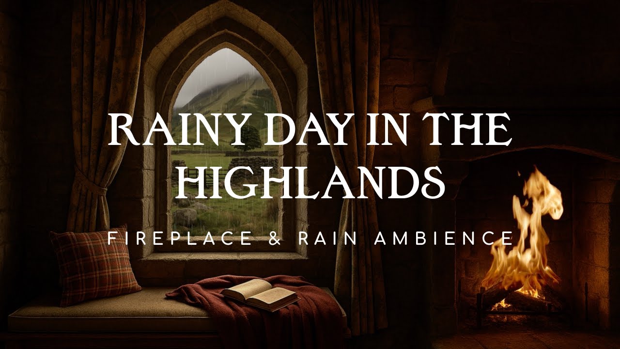 Cozy Outlander Ambience | Fireplace & Rain ASMR | Reading Ambience | Fantasy Ambience