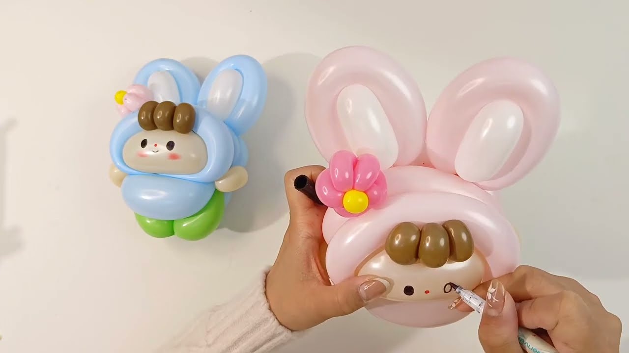 Balloon Twisting Tutorial - Rabbit Girl 氣球教學，小兔子公仔人教學