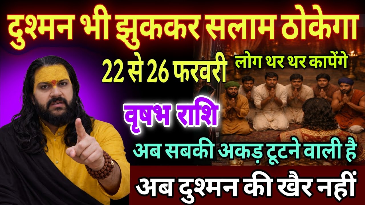 वृषभ राशि, 22,23,24 फरवरी, चेतावनी अब दुश्मन भी तुम्हारे आगे सरझुकाए गए