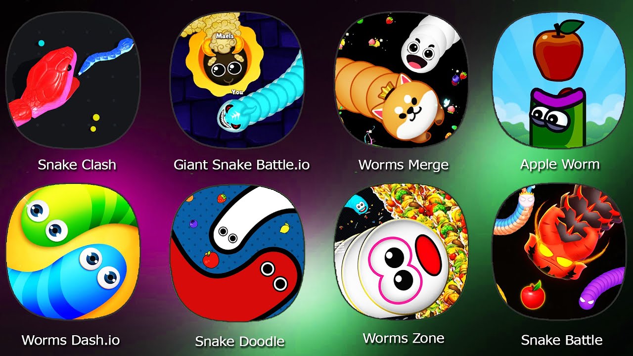 Apple Worm,Snake Clash,Worms Merge,Worms Dash io,Snake Doodle,Worms Zone,Snake Battle,Giant Snake