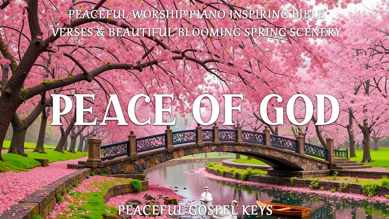Peace Of God : Peaceful Spring Worship Piano 🌸 Inspiring Bible Verses with Beautiful Cherry