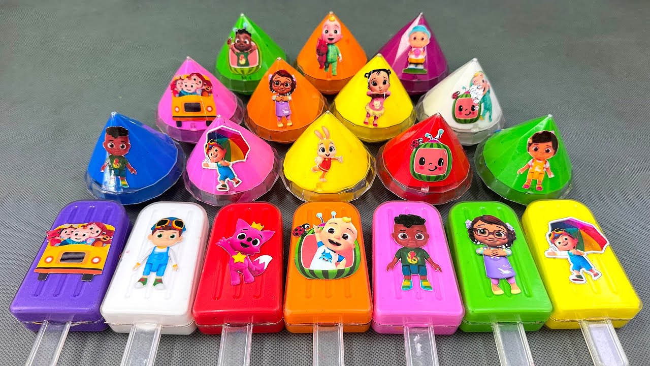 Picking Cocomelon, JJ and YoYo from Smooth Colorful Slime ASMR