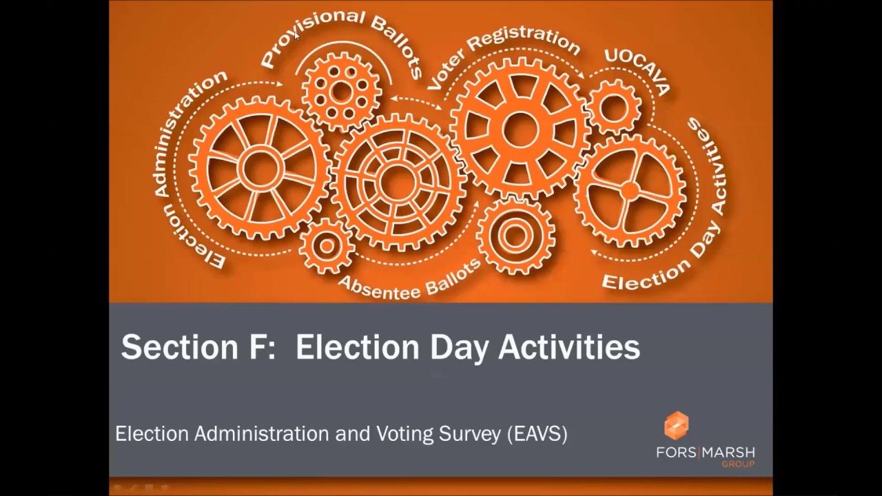 EAVS Bootcamp - Section F: Election Day Activities