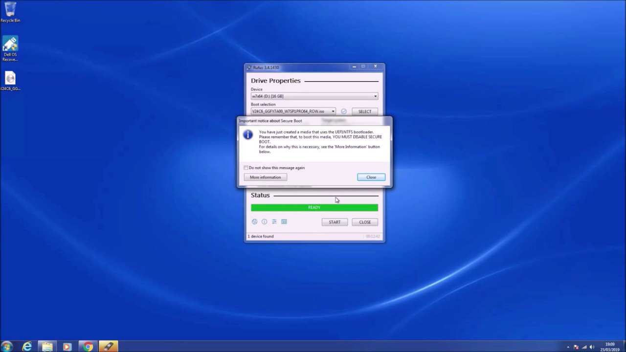 Использование Dell OS Recovery Tool для загрузки образа Windows 7 Pro ISO