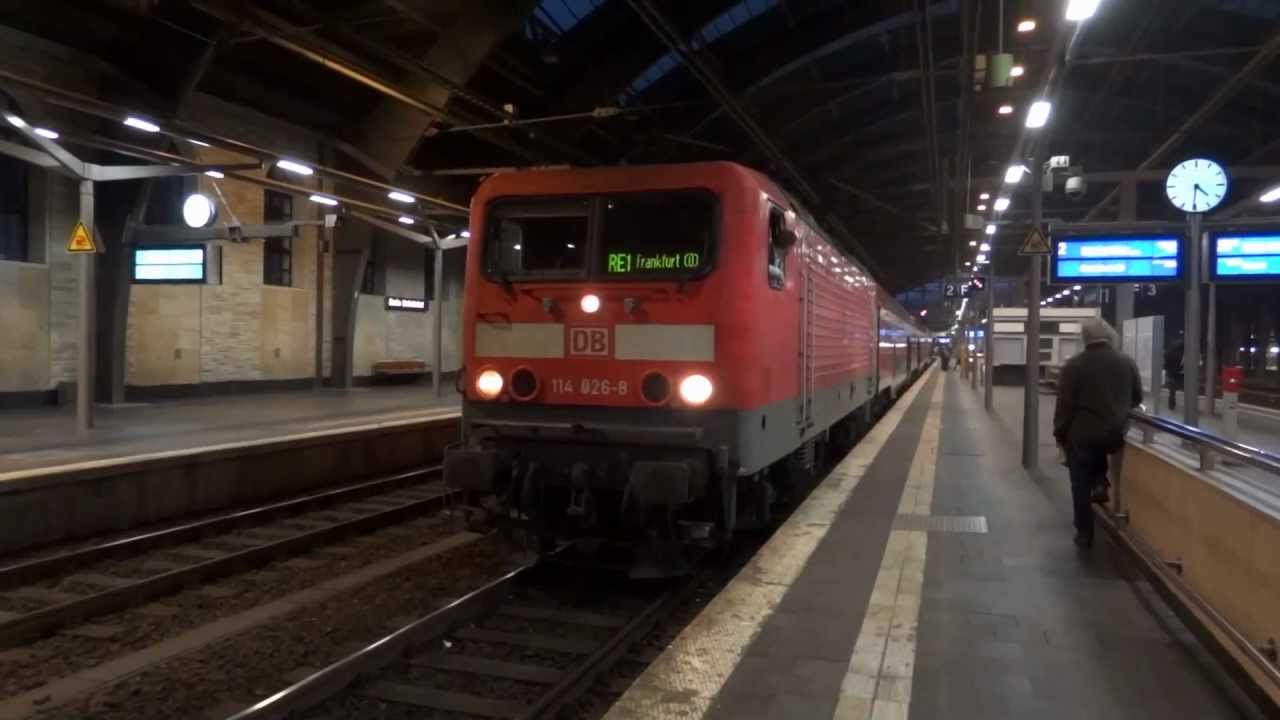 Berlin: Baureihe 114 + alte Dosto in Berlin Ostbahnhof (RE1) [1080p50 ᴴᴰ]