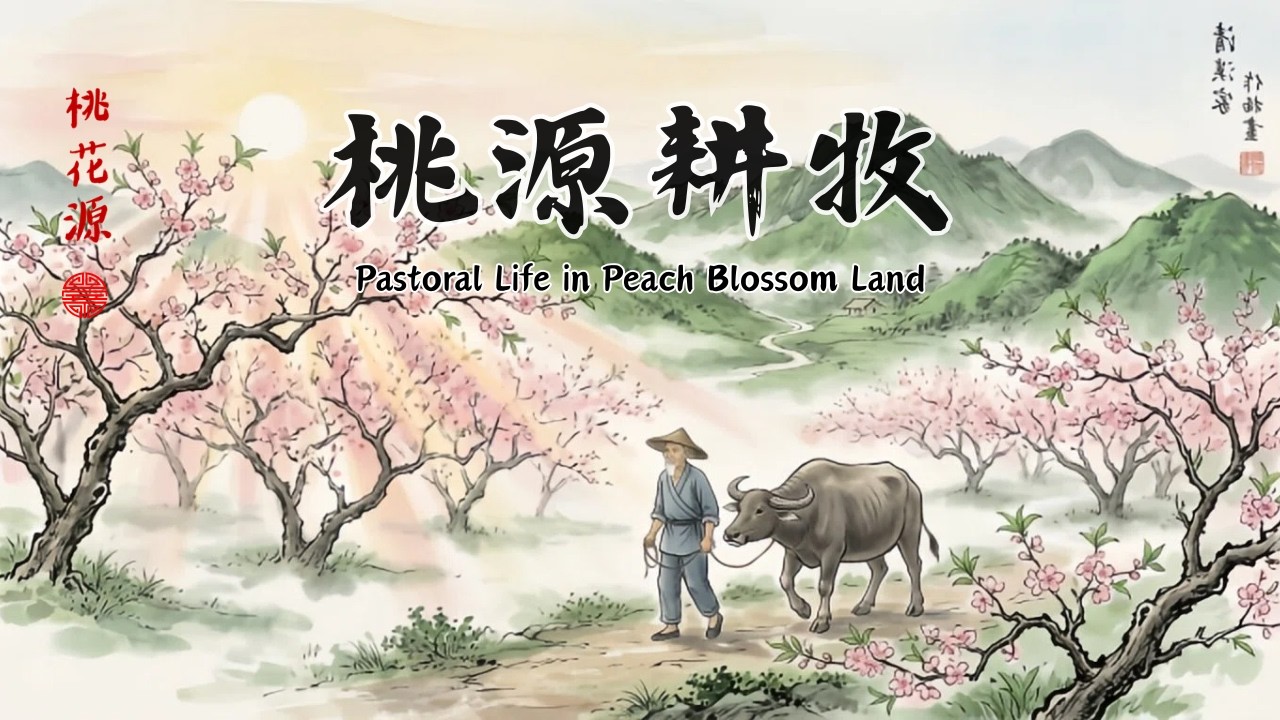 傳統中國風音樂 🌸桃源耕牧 (Peach Blossom Pastoral) | 1 Hour Chinese Zen Music | 舒壓、靜心、品茗必聽 🍂 超好聽的古箏、琵琶、竹笛演奏