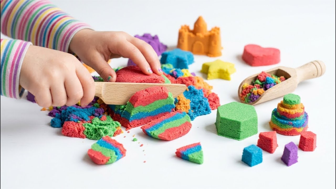 Satisfying Kinetic Sand Cutting & Slicing | Relaxing ASMR Sounds💜✨🌈