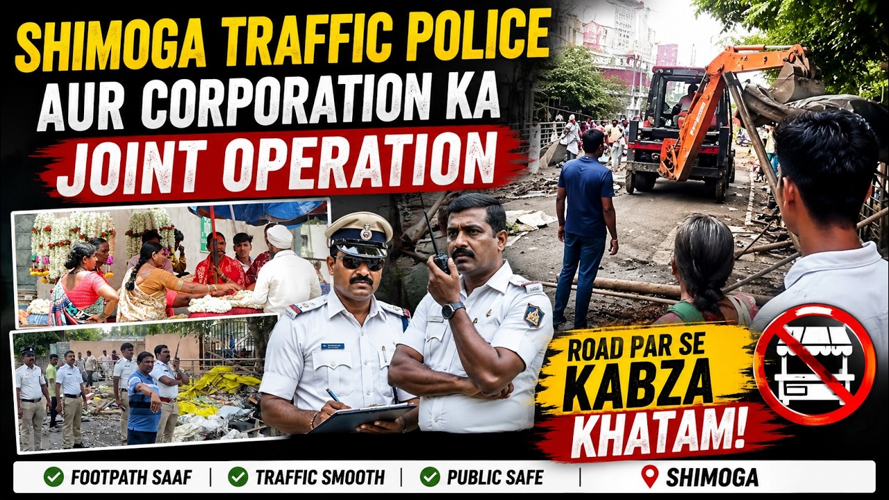 BIG NEWS: SHIMOGA TRAFFIC POLICE AUR CORPORATION KA JOINT OPERATION | ROAD PAR SE KABZA KHATAM #news