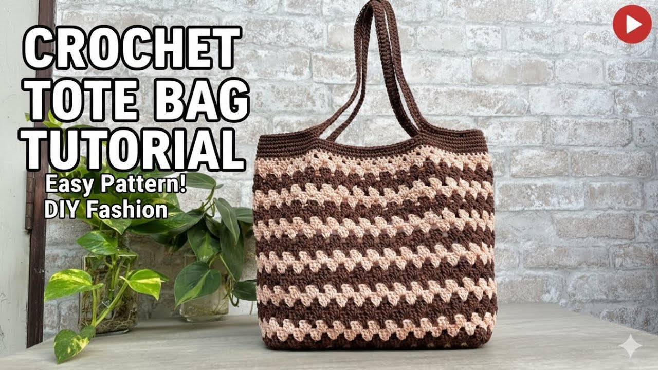 Beginner Crochet Tote Bag | Two-Tone Easy Pattern | Everyday Shoulder Bag.
