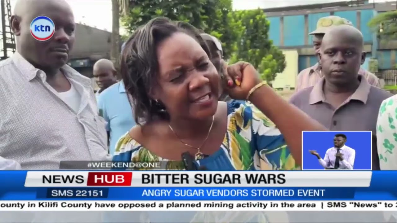 Angry sugar vendors confront Sony Sugar demanding refund for unreceived sugar five months ago