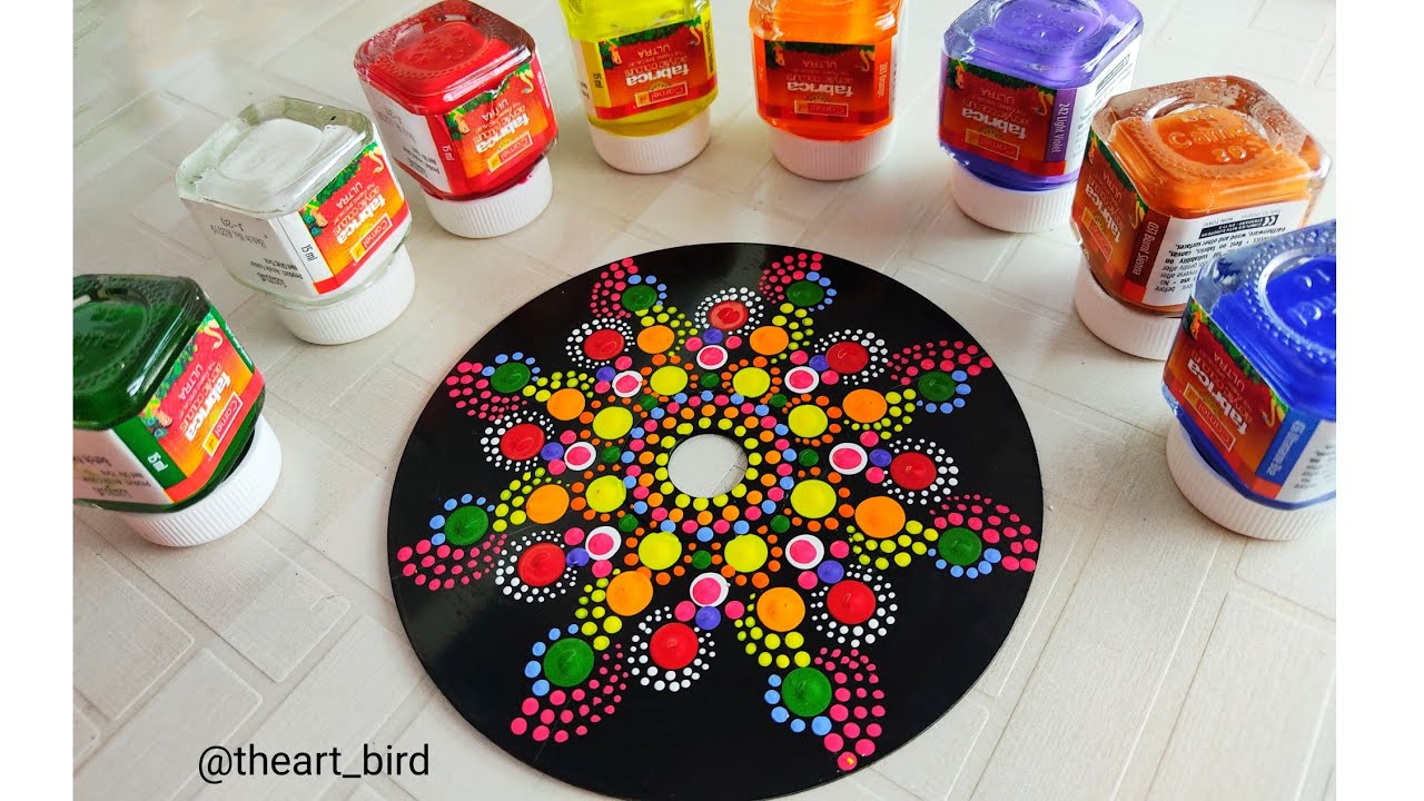 How to draw Dotted Mandala on CD ll Mandala art on CD ll Mandala art for beginners ll Dot painting
