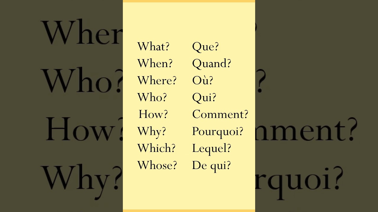 Learn question words in French