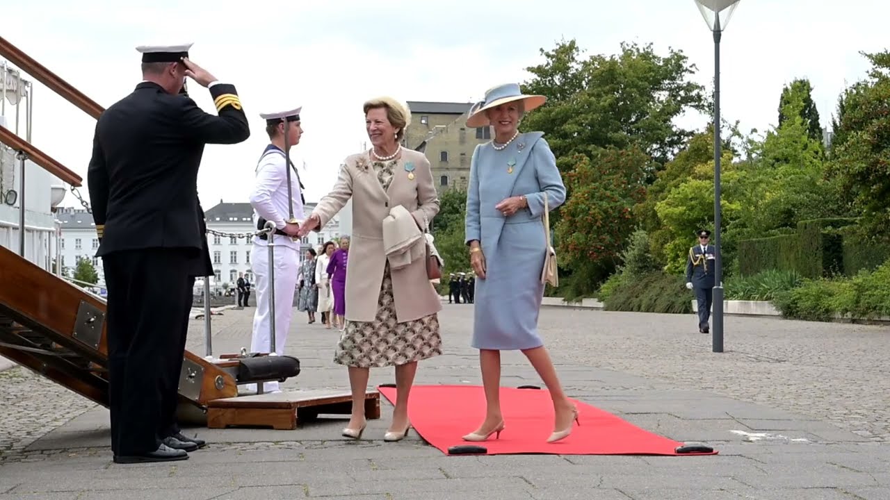 Royals on the Red Carpet for lunch reception at The Royal Yacht Dannebrog
