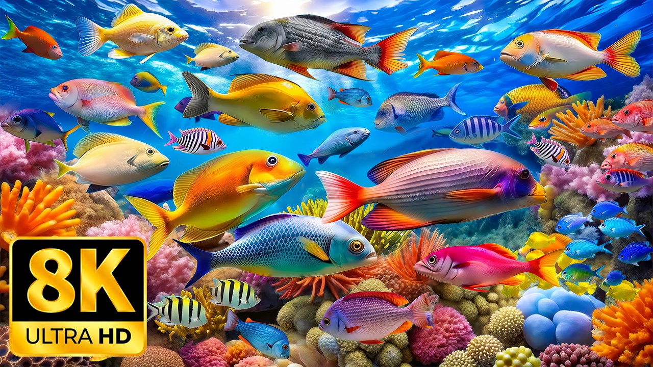 AQUARIUM 8K (UHD) 🐠 Beautiful Fish Swimming & Colorful Sea Life Video | Relaxing Music for Sleep#4