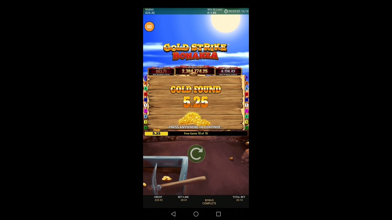 Gold Strike Bonanza Bonus Round on Paddy Power Online Slots bonus scatter 10p 9335rtp