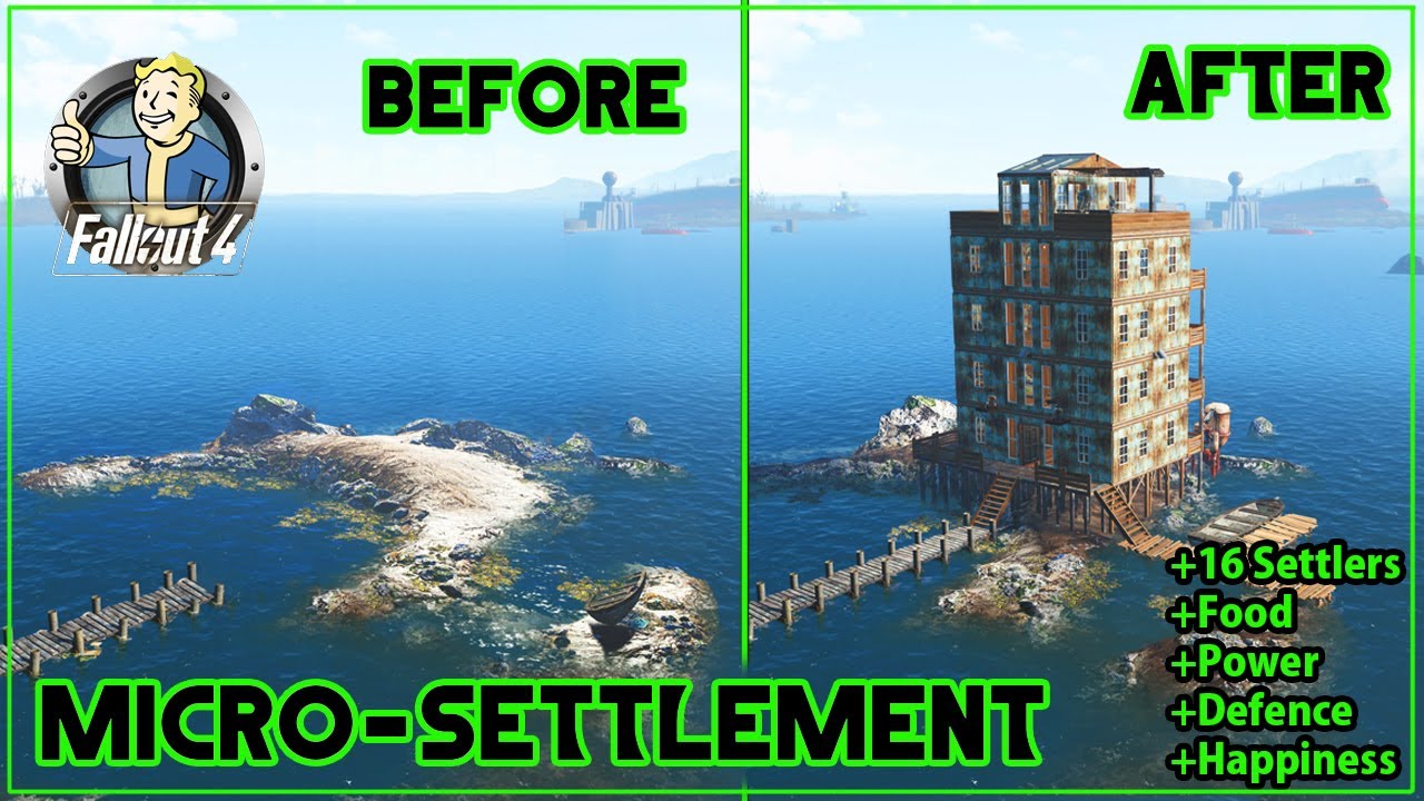 FALLOUT 4: MAKING A SETTLEMENT ON A TINY ISLAND - How many people can I fit on this thing?