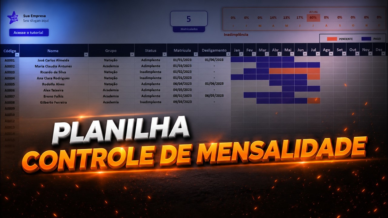 Planilha de Controle de Mensalidade - Zé Planilha