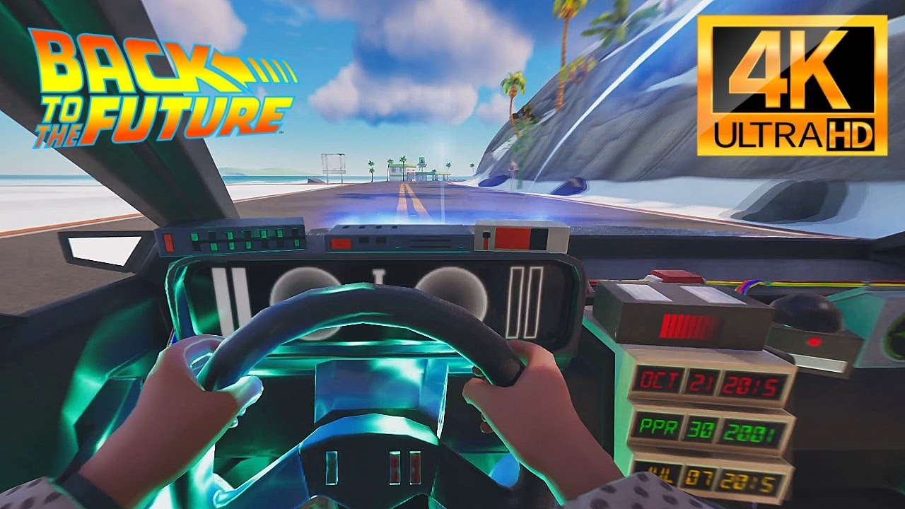 Fortnite: DeLorean - First Person Drive - Cockpit View - Back To The Future Time Machine - 4K UHD