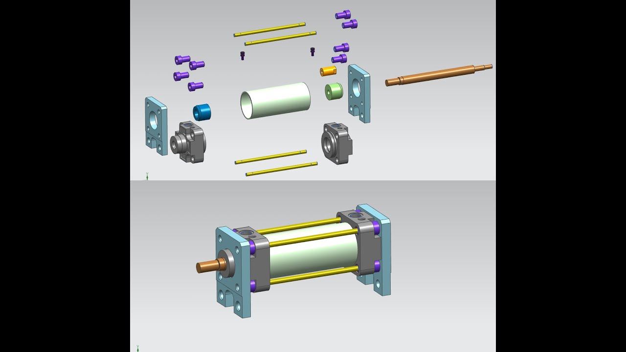 Montaje cilindro neumatico | Pneumatic cylinder assembly