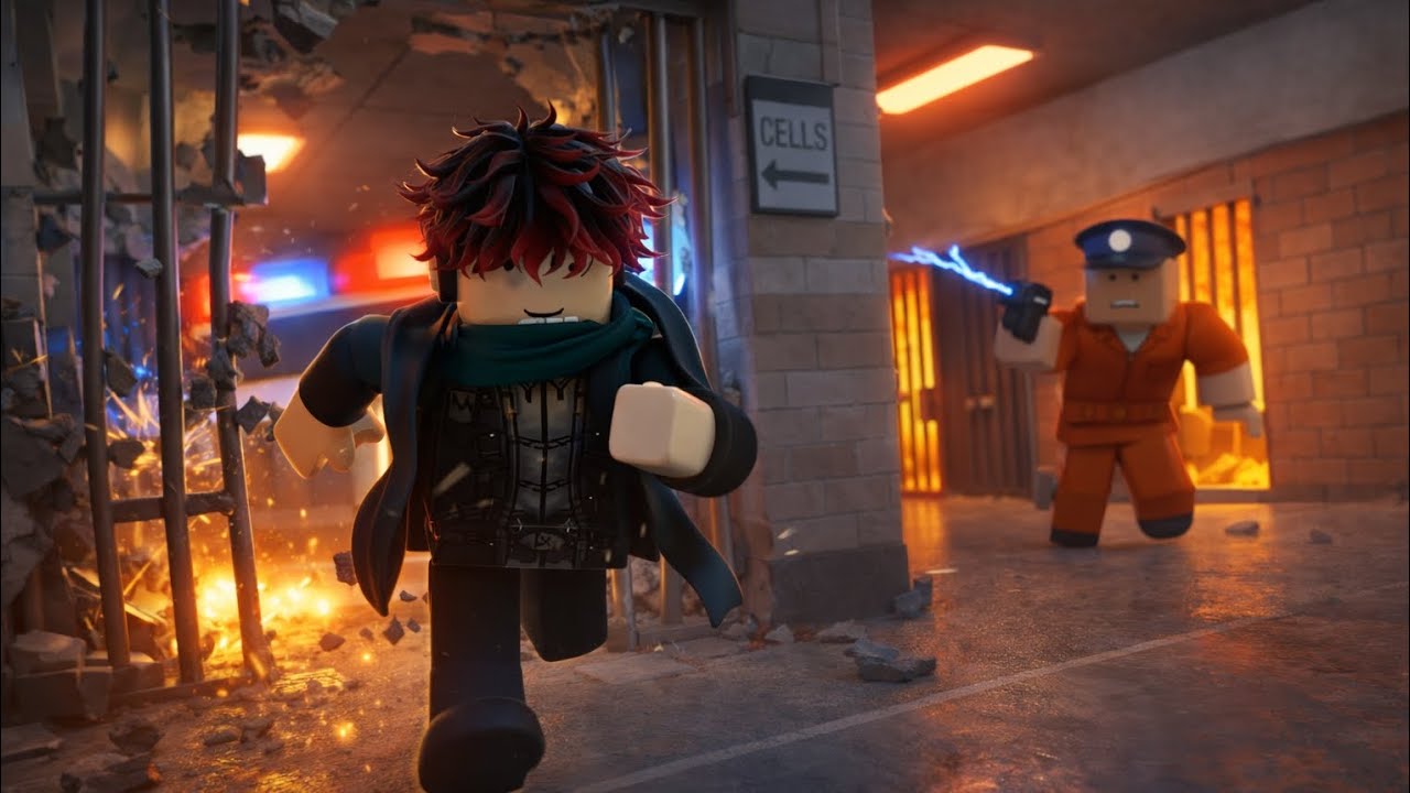 Eu estou fugindo da prisão com vários policiais no roblox. Será que eu vou conseguir?