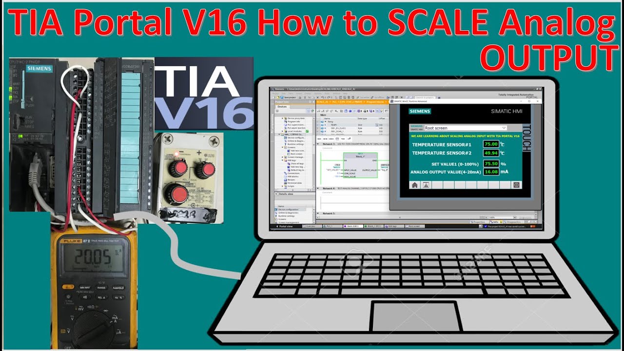 TIA Portal V16 Scaling ANALOG OUTPUT and test with real PLC S7-300