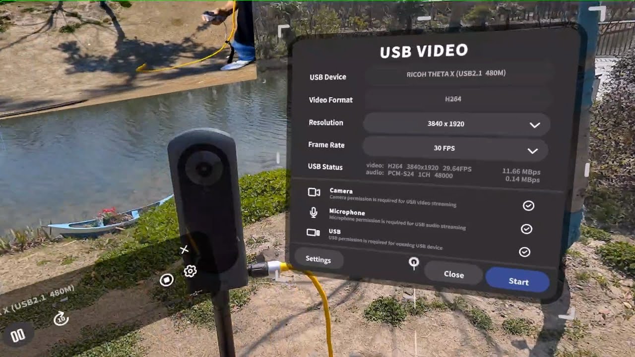 RICOH THETA X live streaming to Meta Quest 3