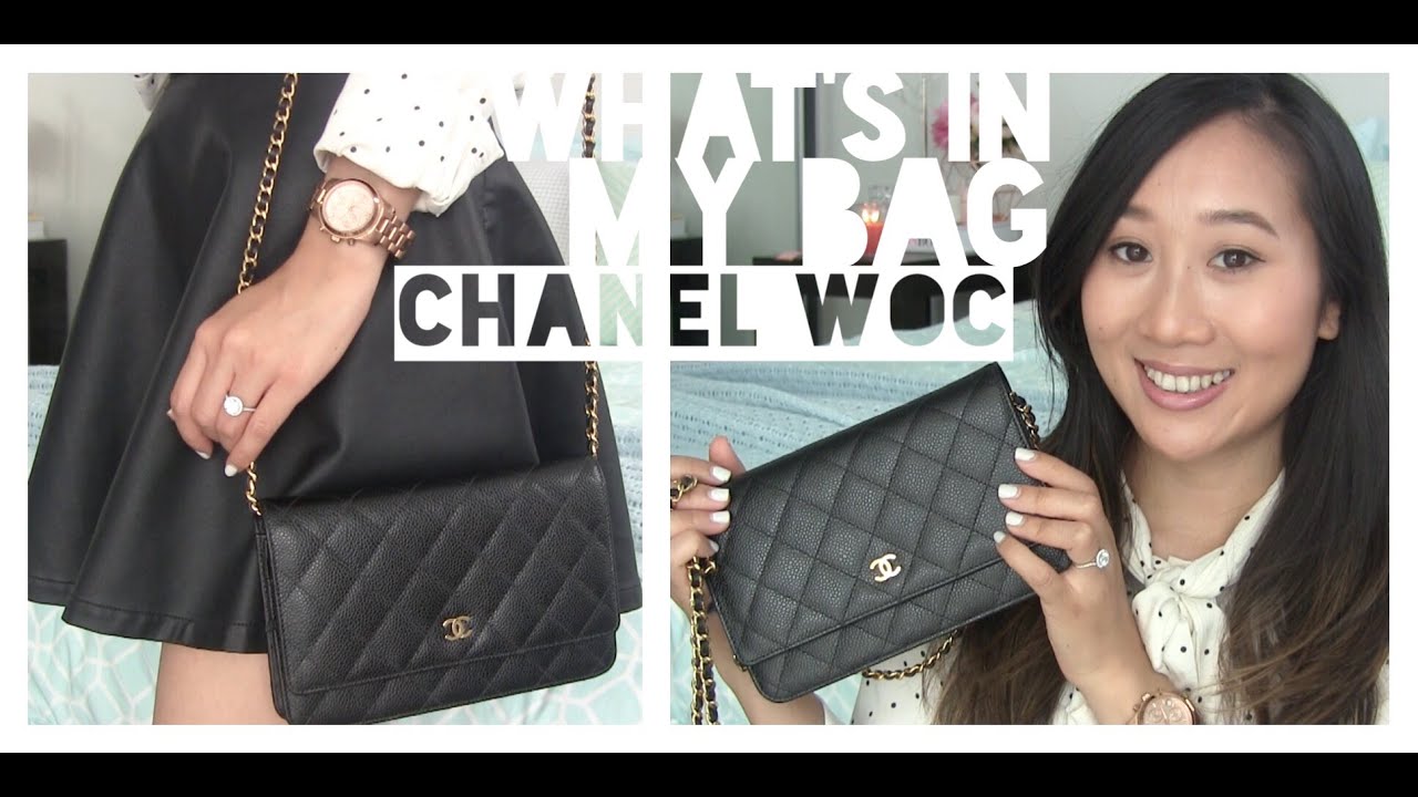 Chanel Classic Quilted WOC Review (Black Caviar Leather) + What's in My Bag? | YayForAmy