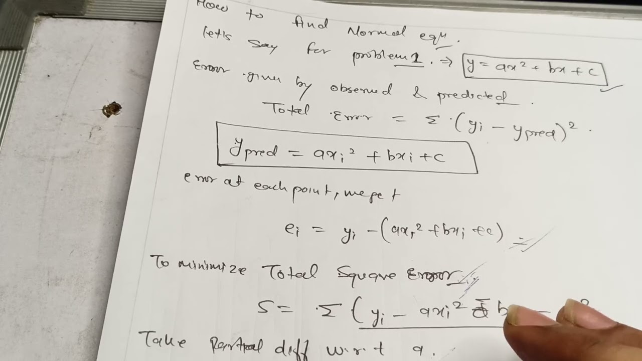 How to find normal equation for the curve fitting problems.