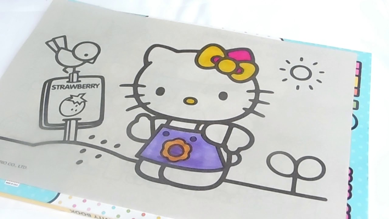 COLORING HELLO KITTY STRAWBERRY SEEDS LEARN COLORS BIC MARKING PERMANENT MARKER