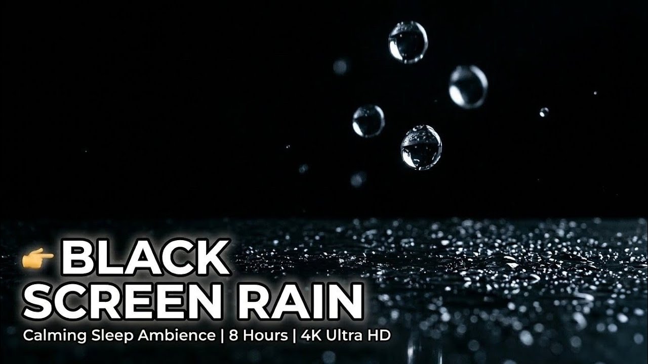 Night Rain on Window.8 Hours Deep Sleep.Black screen 