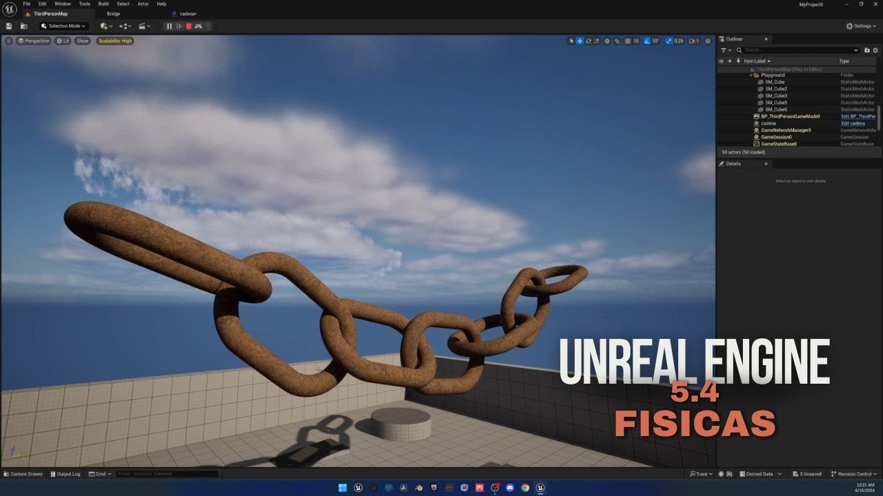 🛠️ UNREAL ENGINE 5 - FÍSICAS Y DINÁMICAS 🚀 TUTORIAL PRINCIPIANTES - CÓMO HACER UNA CADENA 🔗🎮