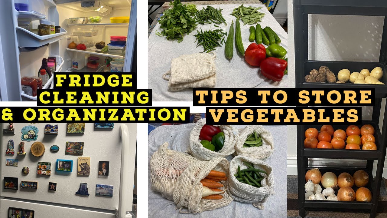 Fridge cleaning, organization and tips to store vegetables||Indian fridge tour in USA