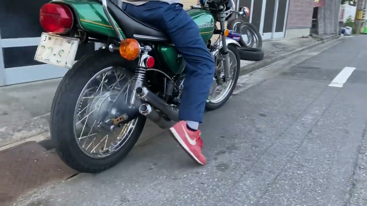 kh400 始動　走行音　ショットガンマフラー　スガヤ　kh250 350ss 750ss h2 h1 s1 s2 s3 gt380   z1 z400fx