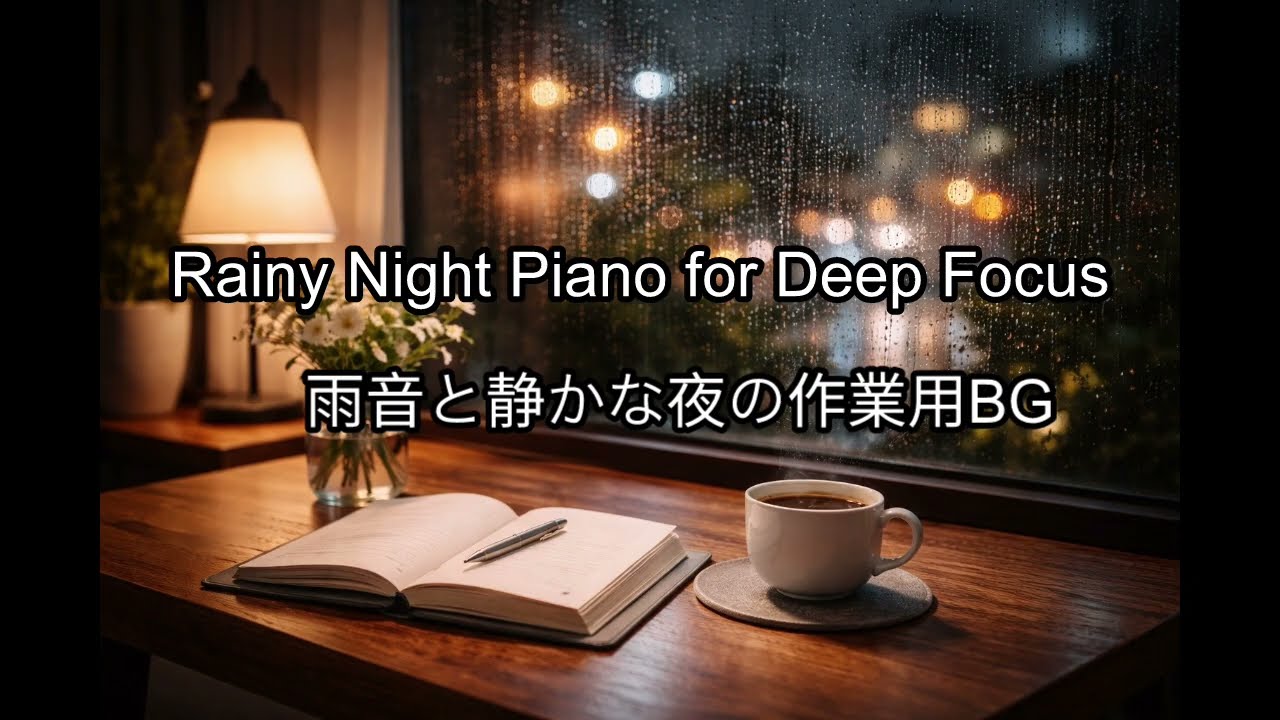 【2時間】雨音と静かな夜の作業用BGM ｜ Rainy Night Piano for Deep Focus
