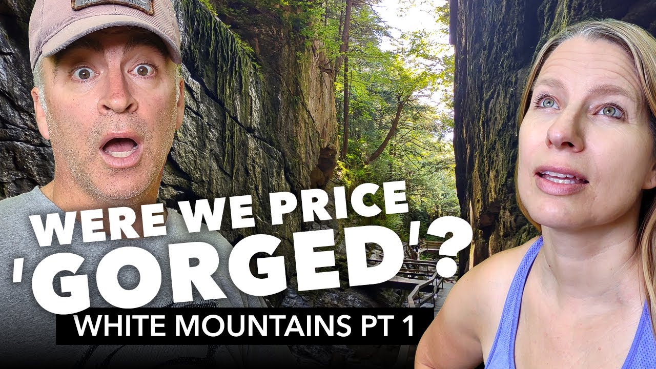 Van life couple at Flume Gorge & Littleton, New Hampshire on New England road trip