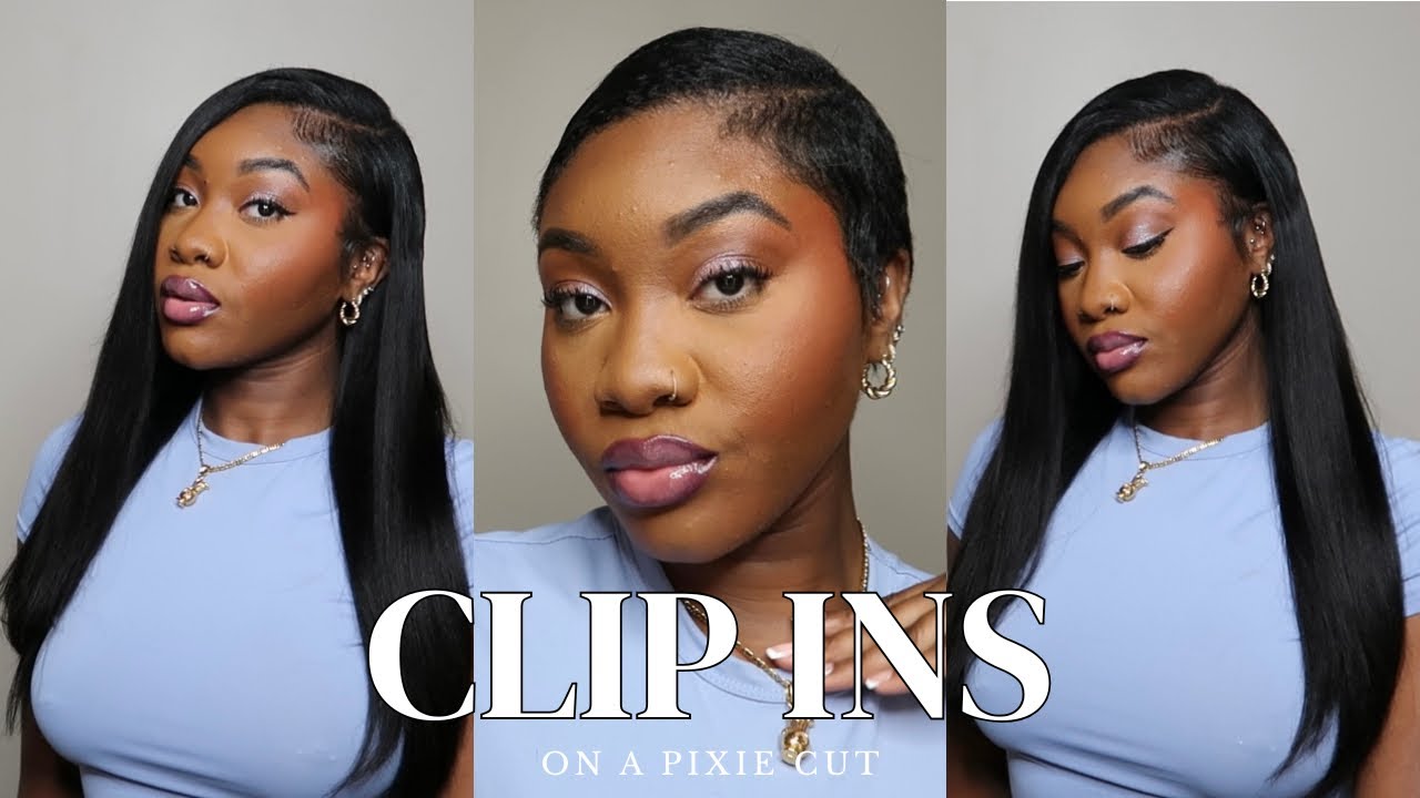 Установка клипс на короткую стрижку пикси с локонами Queen Light Yaki Silk Clip Ins