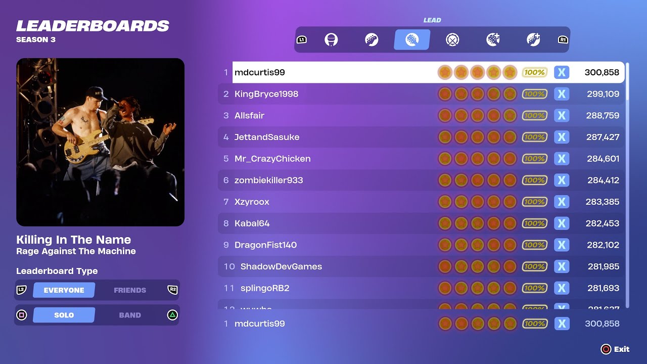 [Fortnite Festival S3] Killing In The Name Expert Lead 100% FC World Record