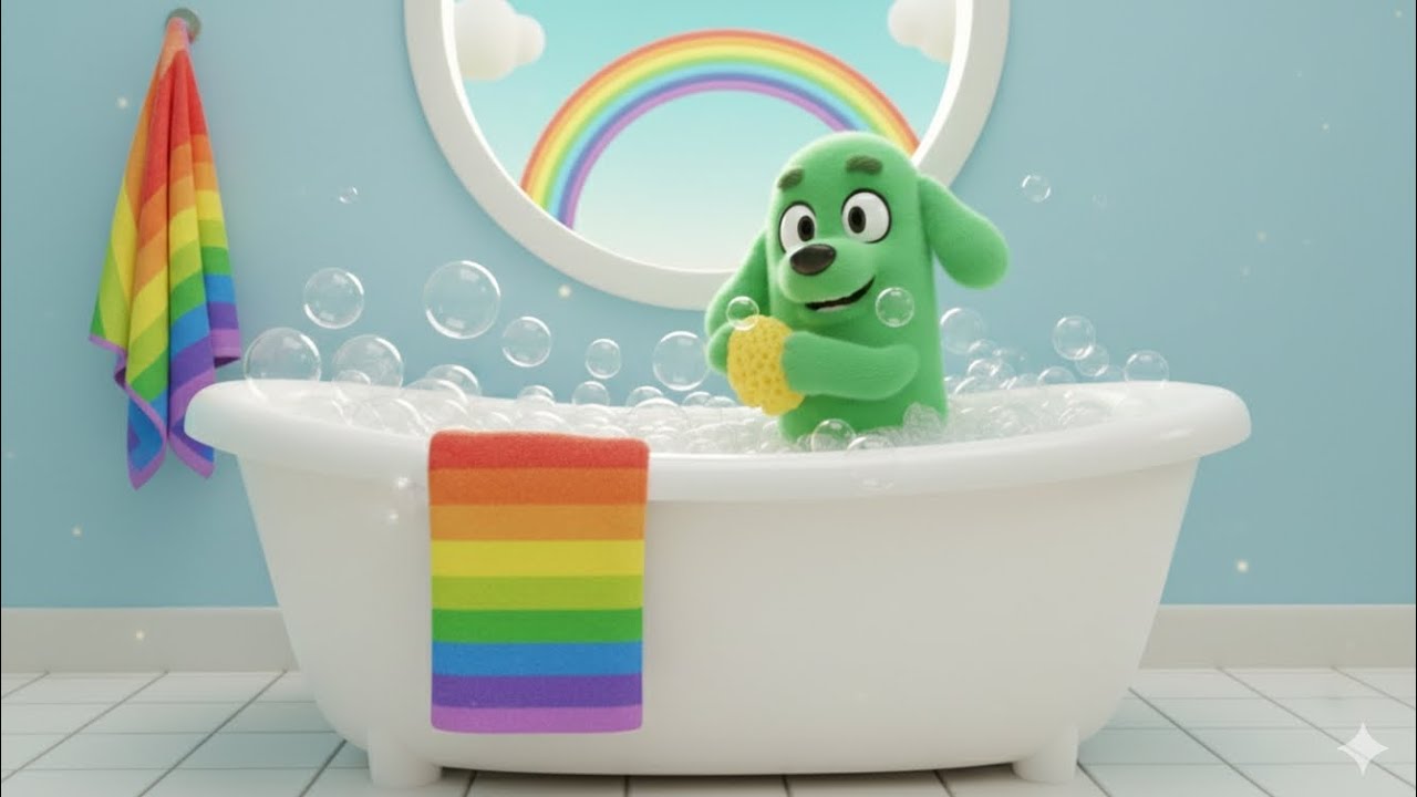 O Banho Colorido do Green Dog.E as 7cores 🌈 do Arco-íris,com as toalhas(Versão Lúdica!).