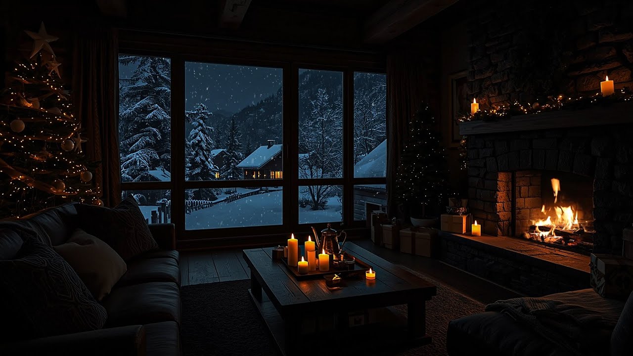 Cozy space for winter holidays🌬️❄️Fireplace crackling as wind whistles through the window🔥