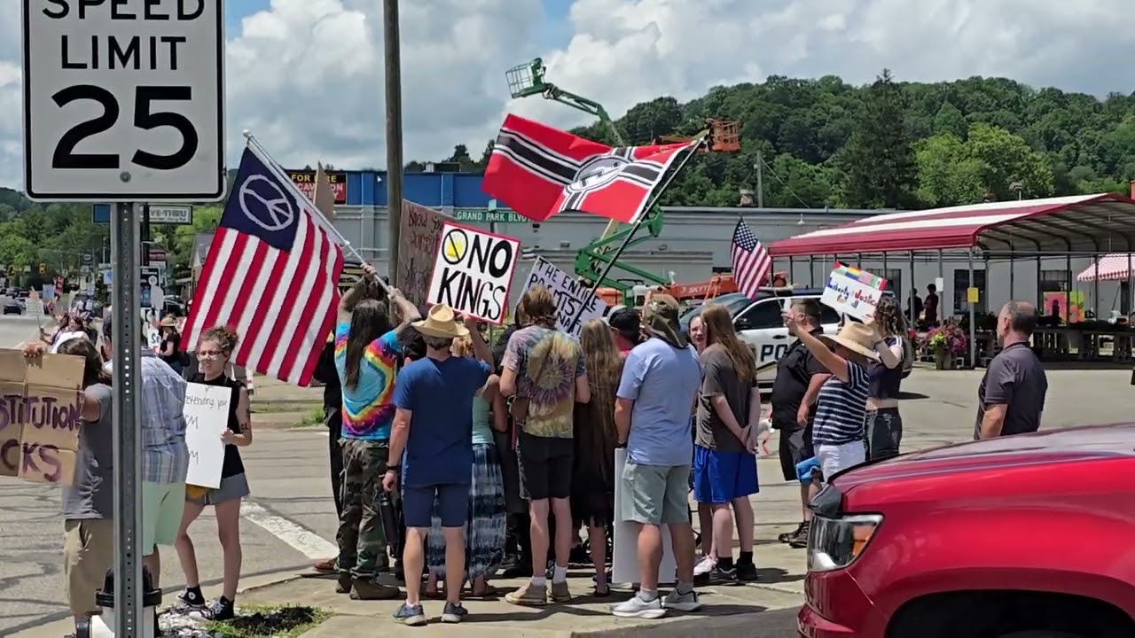 'No Kings' Protesters Attempt to Block Nazi Flag Waver in Athens, Ohio