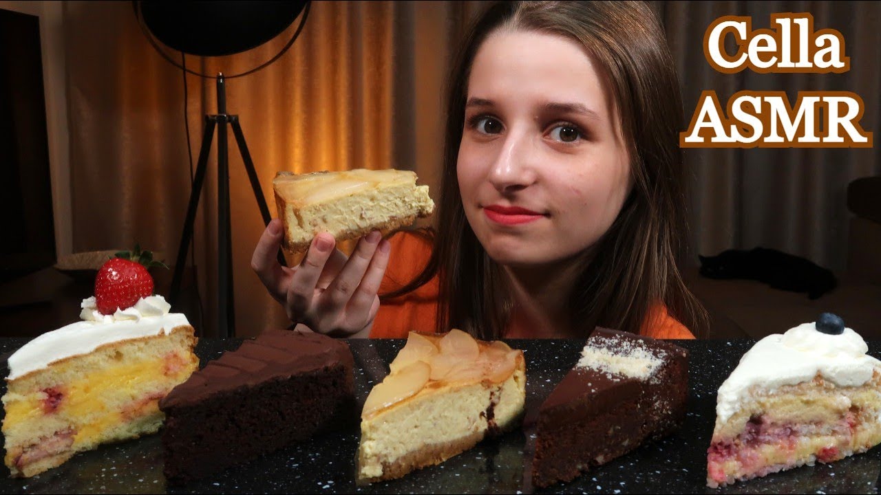 ASMR STRAWBERRY CHEESECAKE AND CHOCOLATE CAKE | EATING SOUNDS | DESSERT MUKBANG