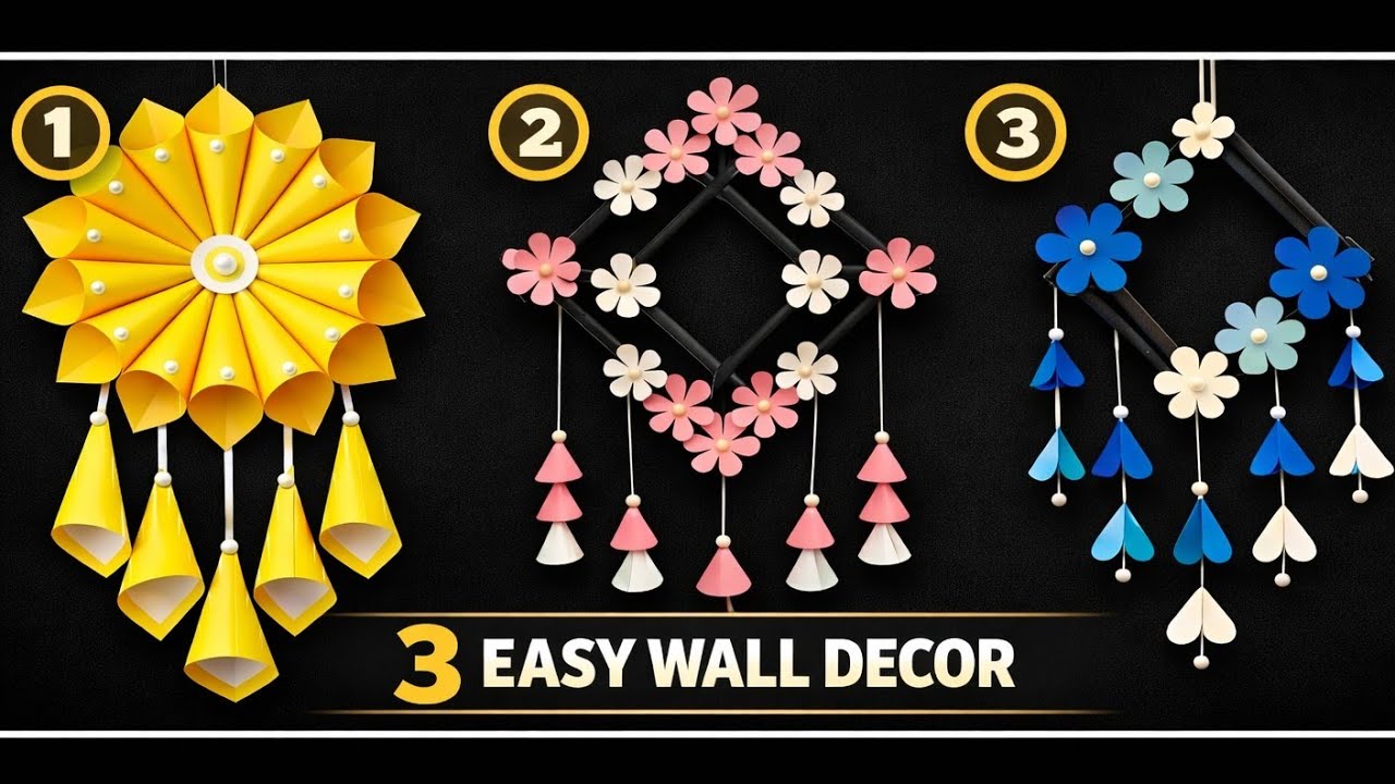 BEST DIY Paper Flower Wall Decor: 3 EASY Craft Ideas for Room Makeover | @Art_and_CraftWorld 
