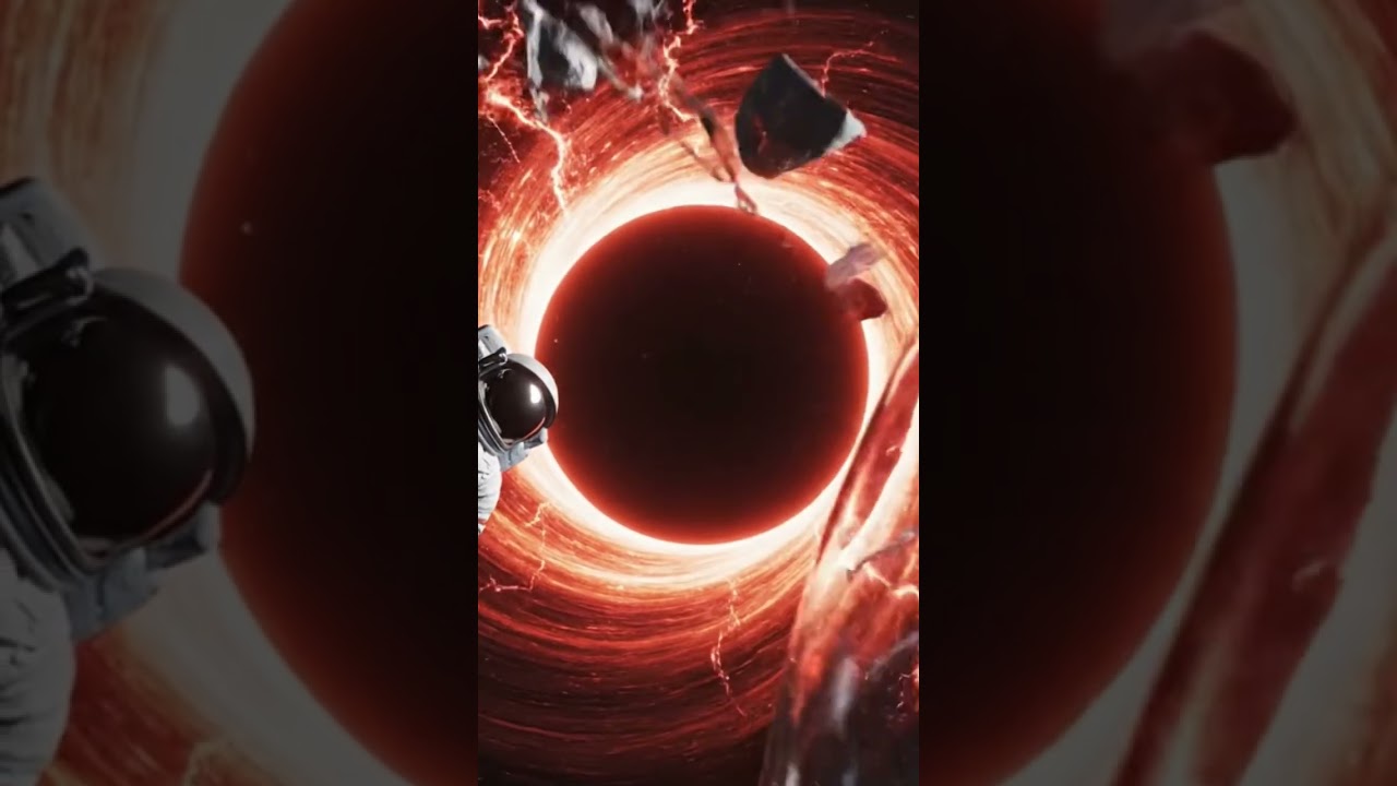 A man is floating in the mysterious space timeline with a broken helmet