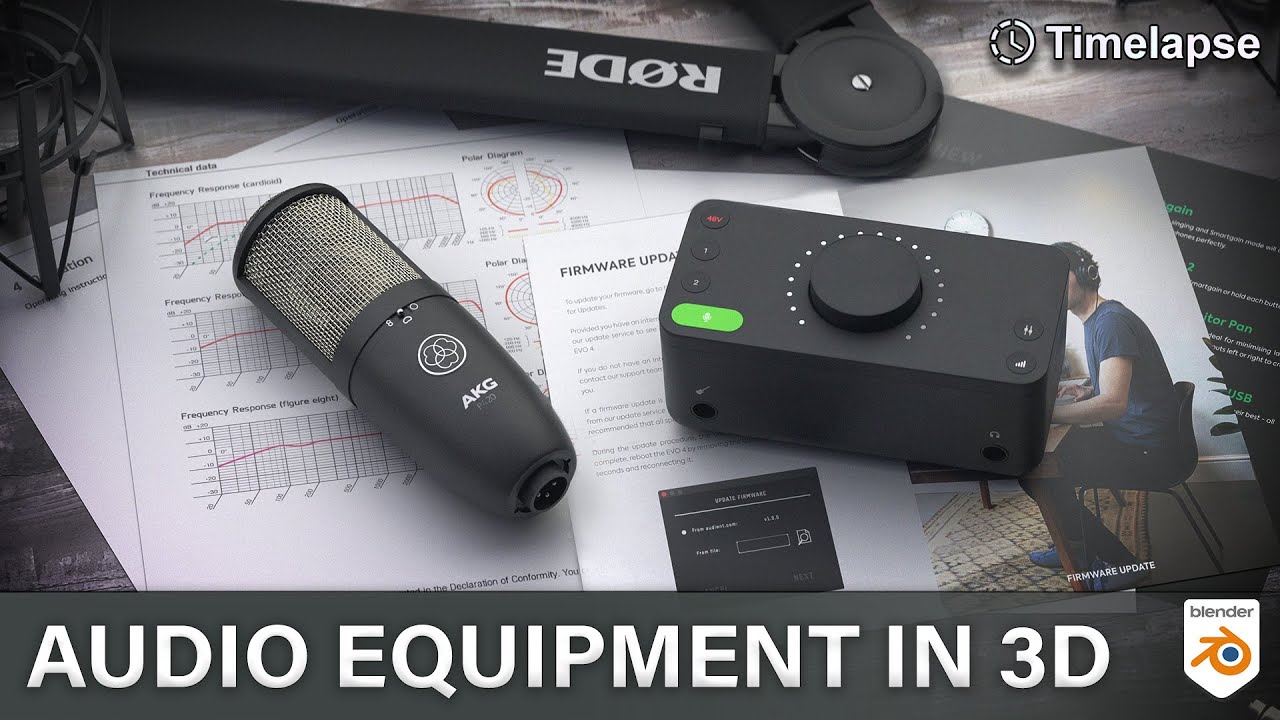 Audio Equipment AKG P420/EVO4/PSA1+ | 3D Art Timelapse