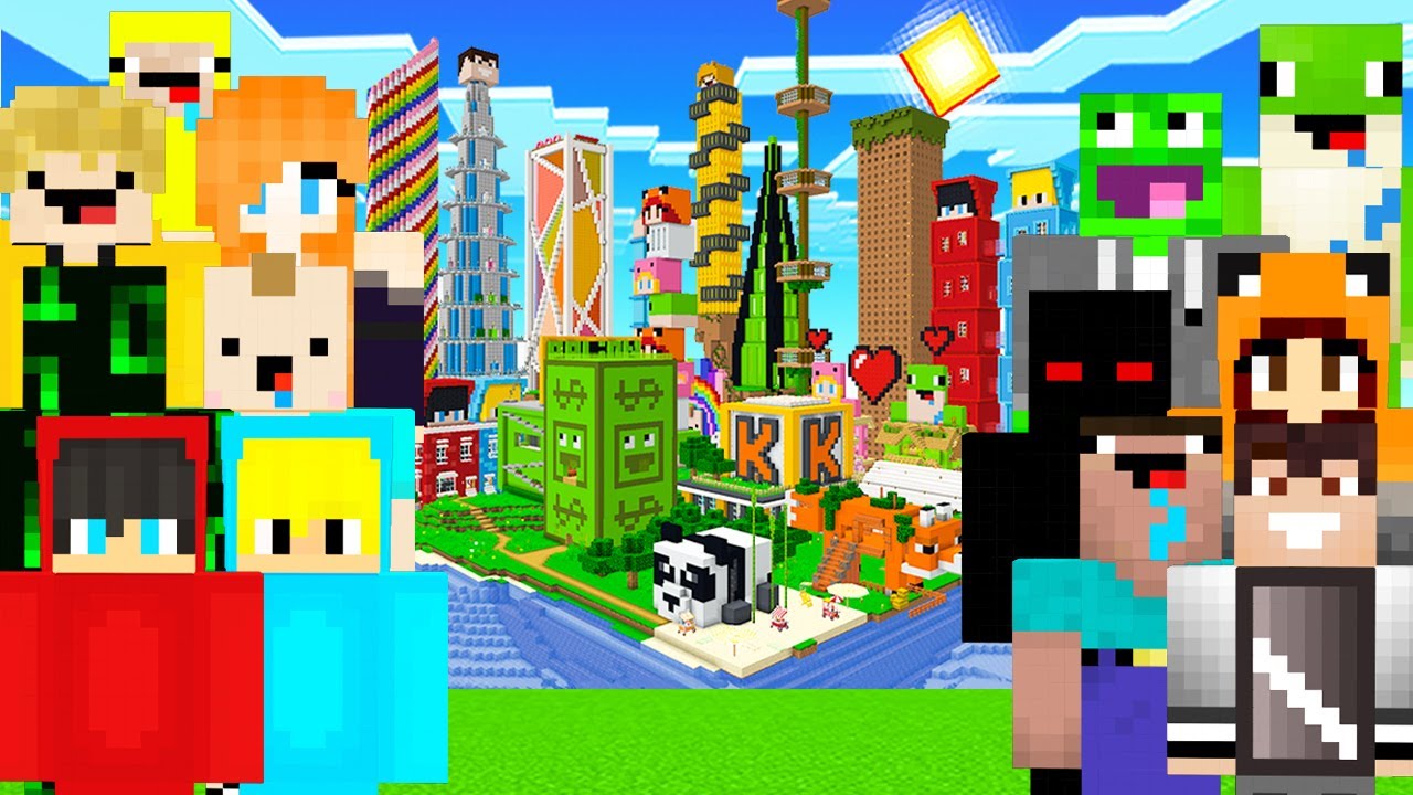 Dodałem 20 YOUTUBERÓW na POŁĄCZONĄ WIOSKĘ w Minecraft!