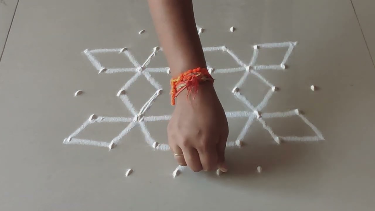 7 * 4 Dot Rangoli | Simple Rangoli Designs | Easy Rangoli | Daily Rangoli | Dots Rangoli | Rangoli